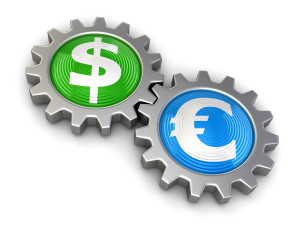 Gears with Dollar and Euro (clipping path included)